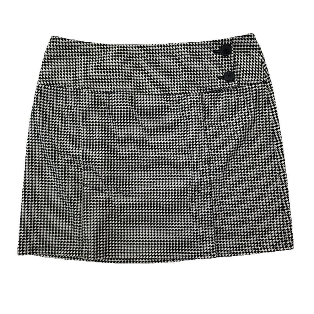 NY&Co Houndstooth Mini Skirt Size 12 Preppy Chic Academia Black White